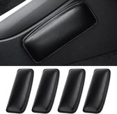 kussen pour voiture, kussen de genou, genouillère, coude, console centrale, universel, cuir souple, accoudoir de voiture, support de cuisse, coussins élastiques confortables, noir, 4 pièces