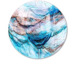 Abstract glas in kleurrijke texturen - Glas schilderij rond - Wandobject rond object - Abstracte kunst - Muurcirkels op maat - Decoratie kamer - muurcirkel aluminium 70x70 cm