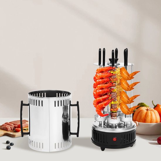 Verticale Grill - Kebab Grill - Doner Grill - Roterend - Elektrisch - 1000 W - 6 Spiezen — afbeelding 4