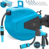 Bol.com KESSER® Tuinslanghaspel Automatische Wandslangenbox inclusief 30 meter Tuinslang en Muurbevestiging - Blauw aanbieding