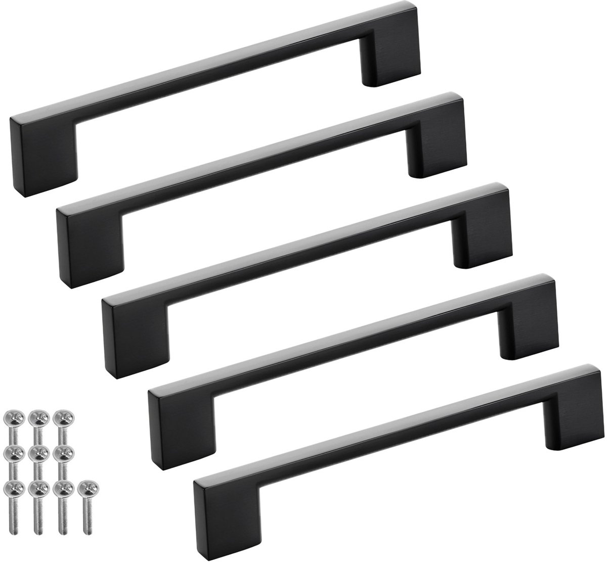 SOTECH set van 5 meubelgrepen BLACKLINE XII BA 128 mm zwart mat aluminium (lengte 155 mm, breedte 9 mm, hoogte 28 mm) design ladegrepen