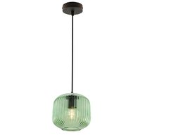 Olucia - CHARLOIS - Hanglamp - Groen / Zwart - Vorm: Rond