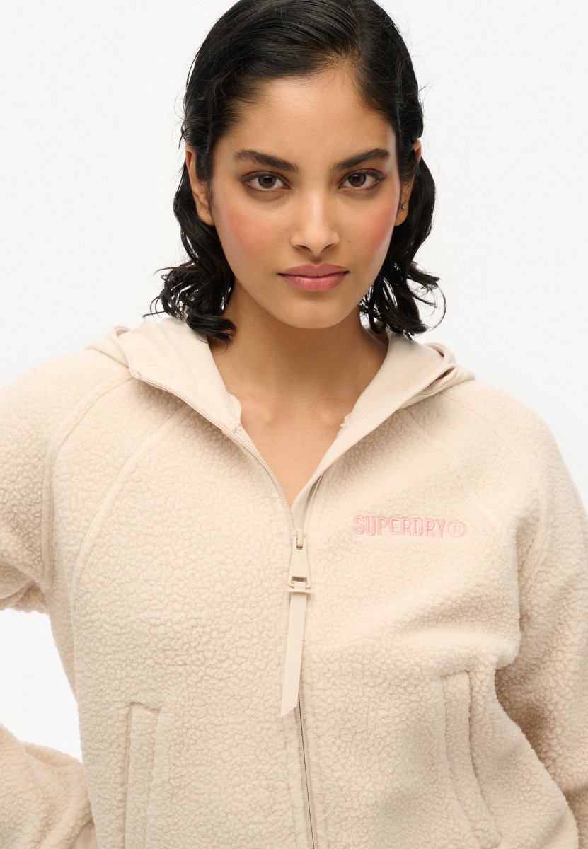 Superdry Active Tech Fleece hoodie met lange rits Dames Hoodies Grijs