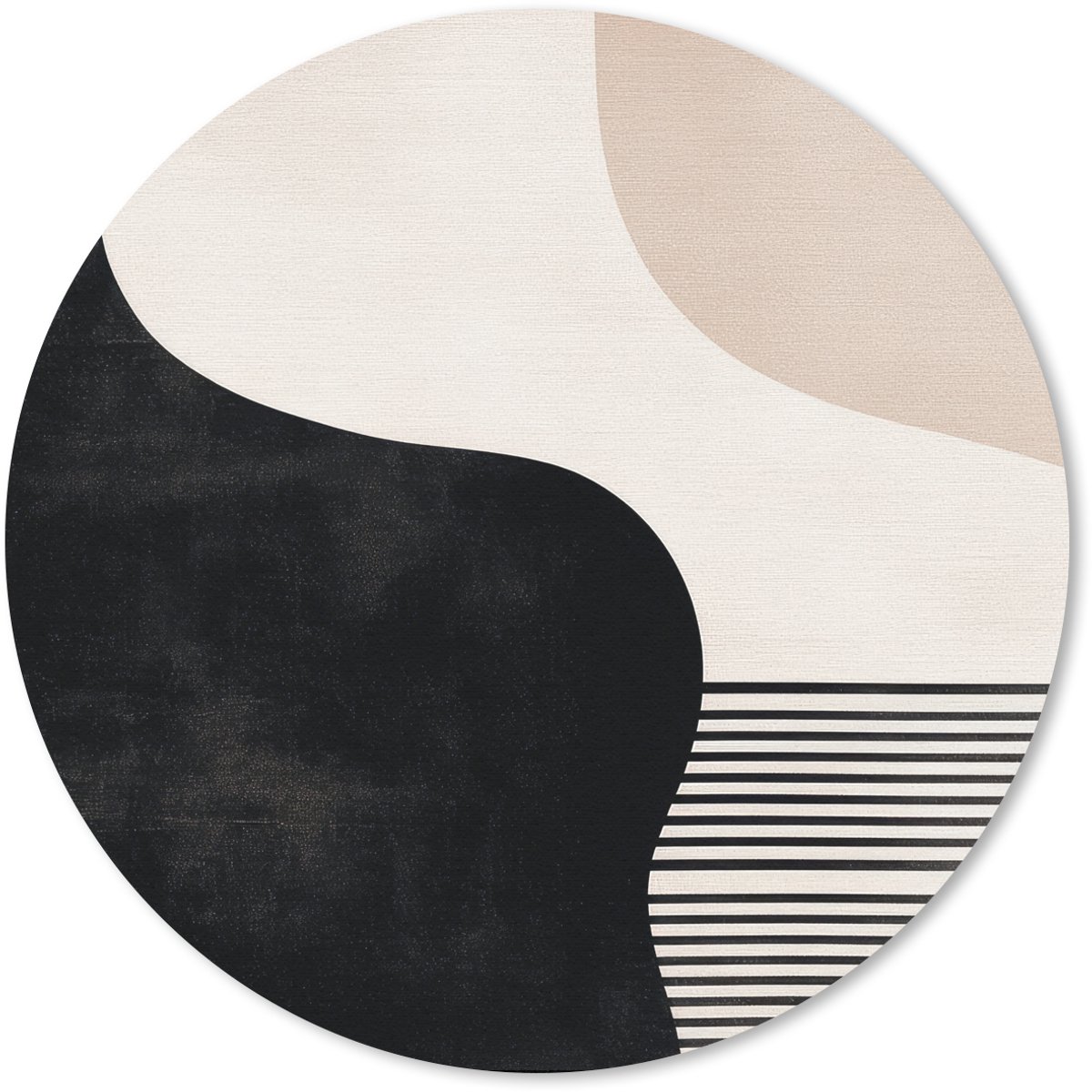 Muismat rond 20x20 cm - Mousepad Abstract - Japandi - Beige - Modern - Ronde muismatten