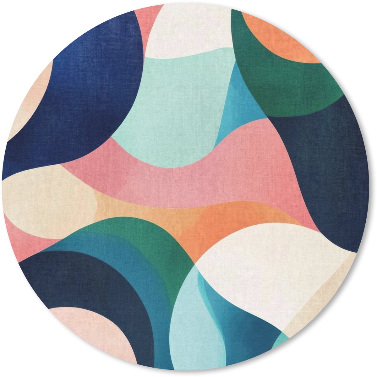 Muismat rond 50x50 cm - Mousepad Abstract - Blauw - Roze - Ronde muismatten