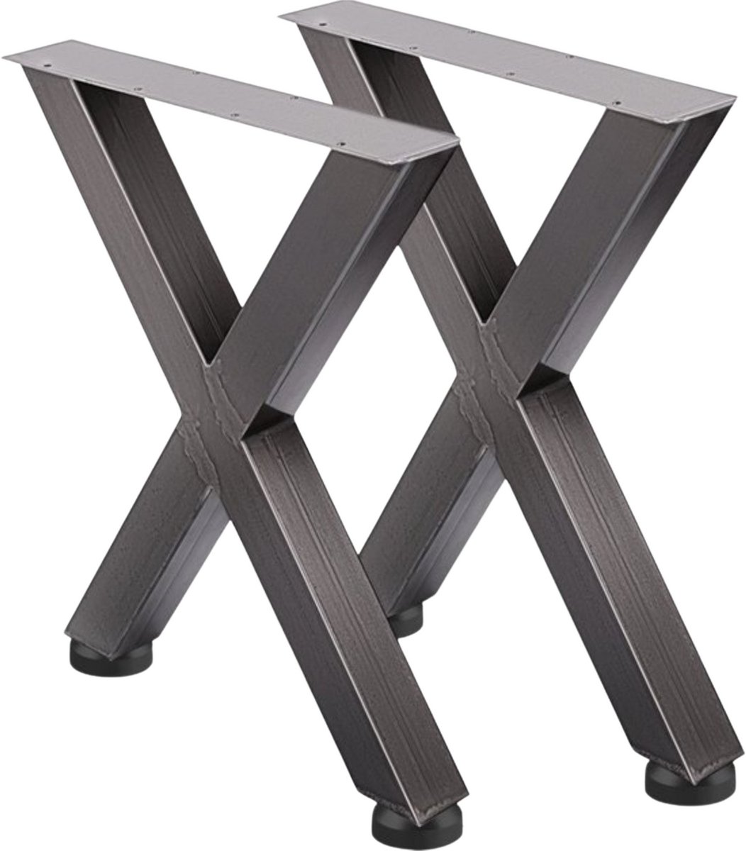 Bolt Edge Tafelpoten - Metaal- 2 Stuks X-vormige Kruispoten - Industriële Eettafelpoten - 1000kg Belasting Black