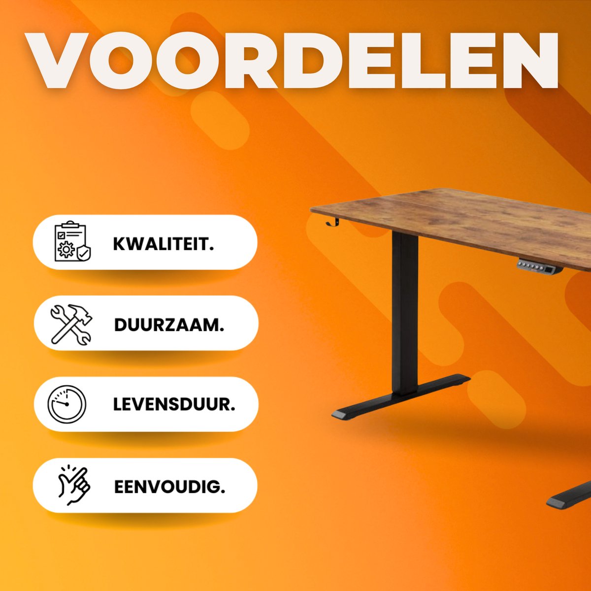 Elektrisch zit sta bureau Deluxe - Verstelbaar - 140x70cm - Voor Thuis en op Kantoor - In Hoogte Verstelbaar - Geheugenbediening thumbnail 2