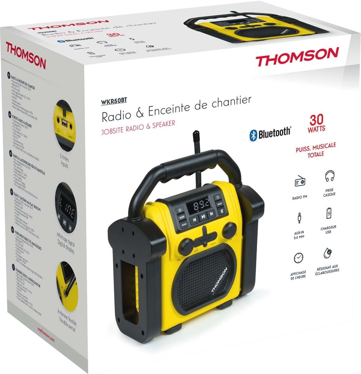 Bluetooth werkradio met AUX, USB en IP54 waterdicht