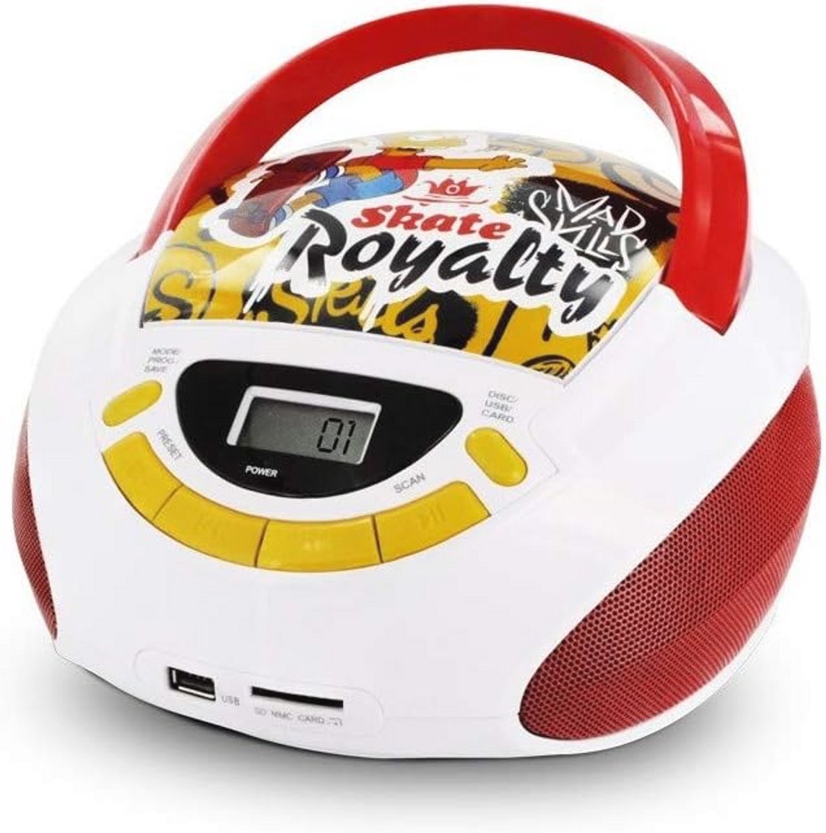 CD-speler voor Kinderen met USB & AUX-IN - Rood/Wit