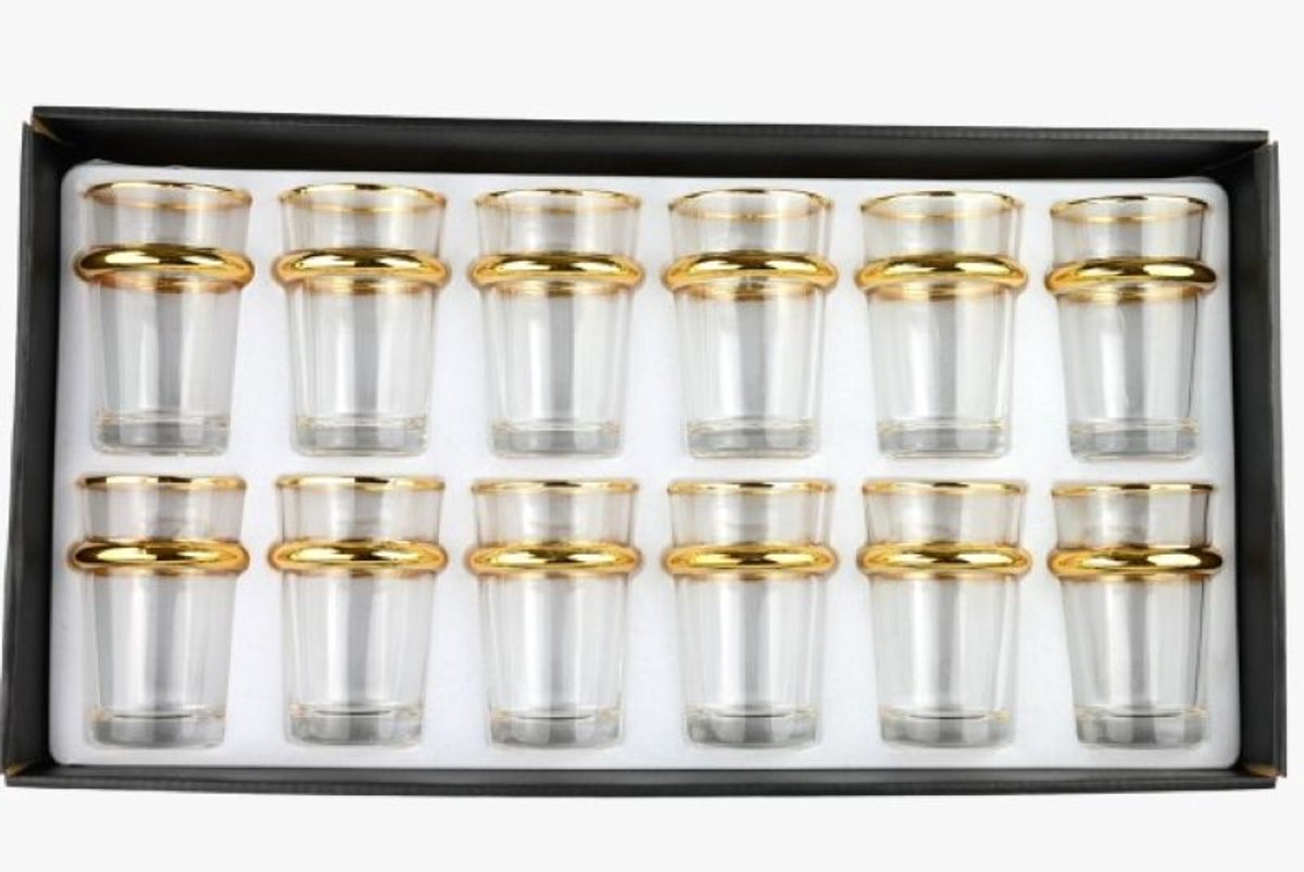 Bavary Arabic Glazen - Set van 12 stuks - Goud Design - TheeGlas