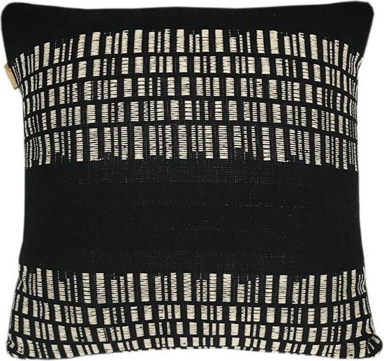 Malagoon - Bark stripe cotton black cushion