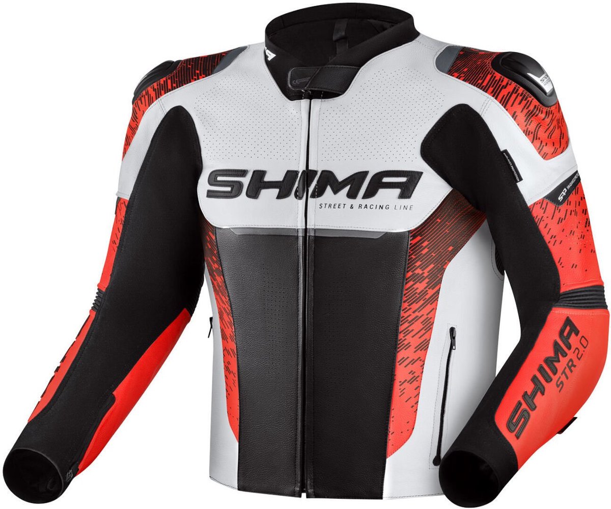 SHIMA STR 2.0 Zwart Wit Rood Leren Motorjas - Jas