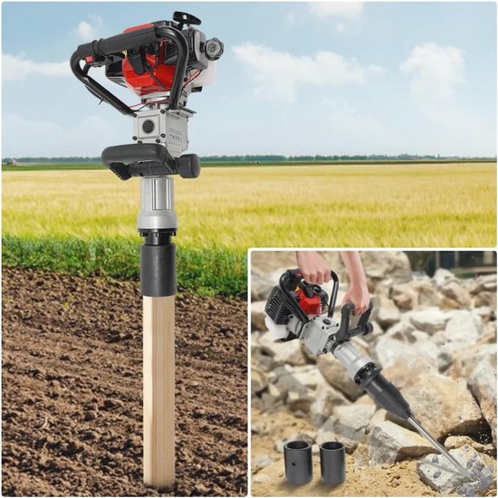 Benzine paalram 2-in-1 met handtrekstart - Grondboor en paaldriver van VONROC — afbeelding 3