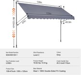 Bol.com Klemluifel - Balkonluifel - Zonneluifel - Terras-luifel - Waterdicht UV80+ Bescherming - Aluminium Frame - Handzwengel -... aanbieding