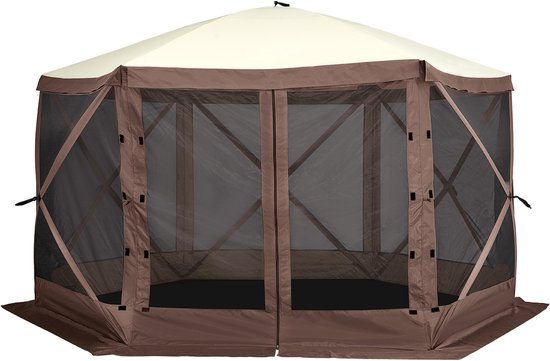 Camping Paviljoen Tent, 12.5 x 12.5 Voet, 300D Oxford Stof en Glasvezel, Pop-up Ontwerp, Met Privacywanden en Windschermen, Voor Maximaal 8 Personen van Outsunny — afbeelding 3