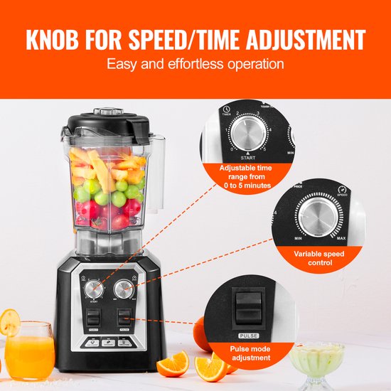 Professionele blender - 2 l glazen pot Commerciële staafmixercombinatie. Roestvrijstalen blender met 3 functies — afbeelding 3