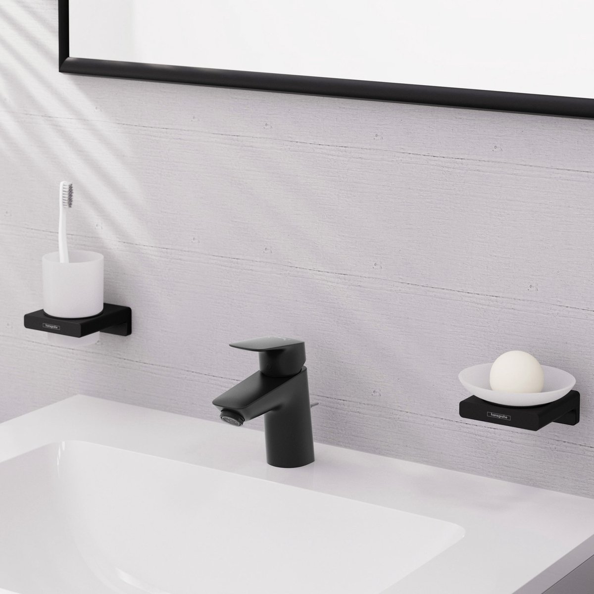 Hansgrohe Logis Wastafelkraan - 70 - met trekwaste - mat zwart