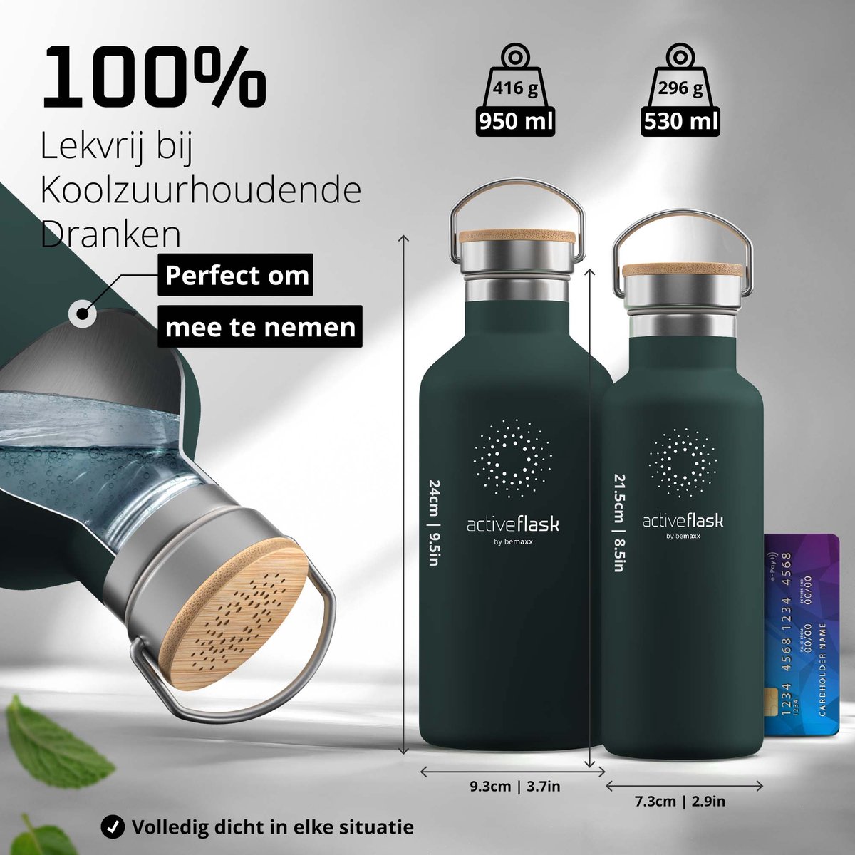 bemaxx Drinkfles met Rietje RVS Thermosfles ACTIVE FLASK (3 Drinkdoppen met Infuser), Volwassenen Kinderen, BPA-Vrij + Lekvrij | 1 Liter/500 ml Isoleerfles, Vacuüm Waterfles Sport Fitness Fietsen Water Fles Waterbidon Sportbidon thumbnail 2