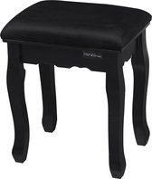 Kaptafel Kruk – Make Up Kruk met Gestoffeerde Zitting en Traagschuim – Massief Houten Poten – 130 kg Draagvermogen – Zithoogte 45 cm – 37 x 28 x 45 cm – Zwart – Monza Home