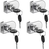 Zink Legering Glasdeurslot - Frameloze Glas Etalageslot - Veiligheidsloten zonder Boren - Beveiligingsslot voor Geharde Glazen Deur - Zink Legering - 4 Sloten + 8 Sleutels