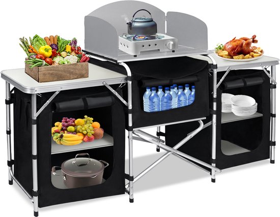 NAIZY opvouwbare camping keuken – inclusief draagtas en MDF-platen