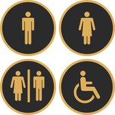 Toilet - WC bordjes | 125 mm rond 3 mm dik | Zwart Goud | Bio plastic – Ricard Pictogram stickers