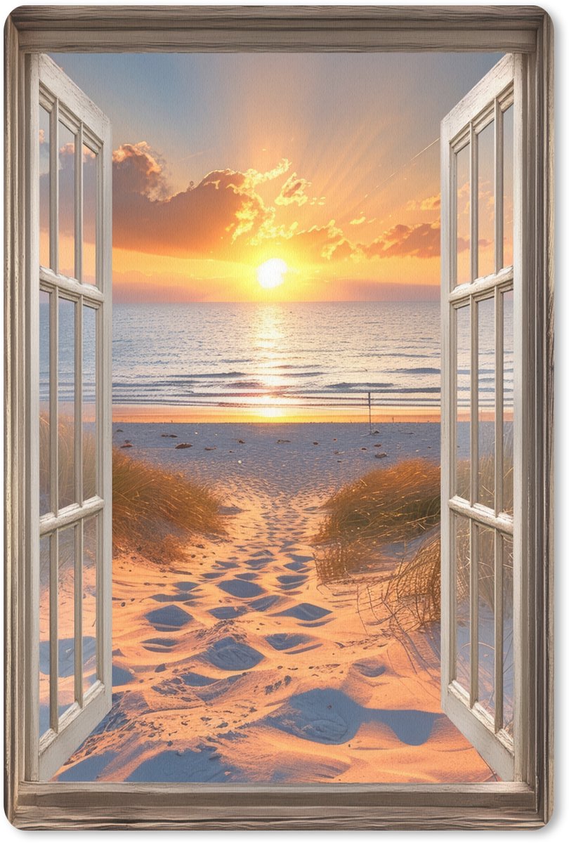 Muismat 18x27 cm - Mousepad Doorkijk - Strand - Duinen - Zonsondergang - Muismatten
