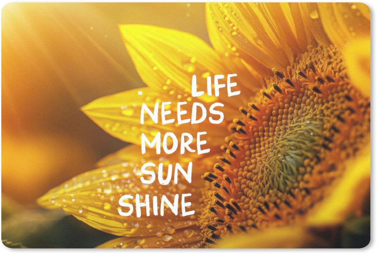 Muismat 27x18 cm - Mousepad Zonnebloem - Close up - Geel - Quote - Muismatten