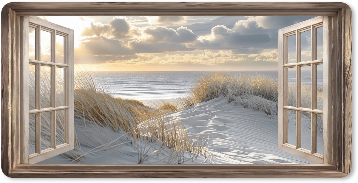 Muismat XXL 80x40 cm - Bureau onderlegger - Bureau mat Doorkijk - Strand - Duinen - Zee - Natuur - Bureaumat - Gaming mousepad xl - Bureaulegger groot - Computer deskmat