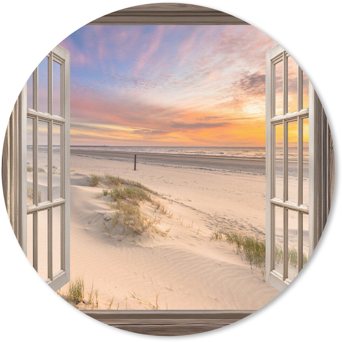 Muismat rond 30x30 cm - Mousepad Doorkijk - Strand - Duinen - Natuur - Landschap - Ronde muismatten