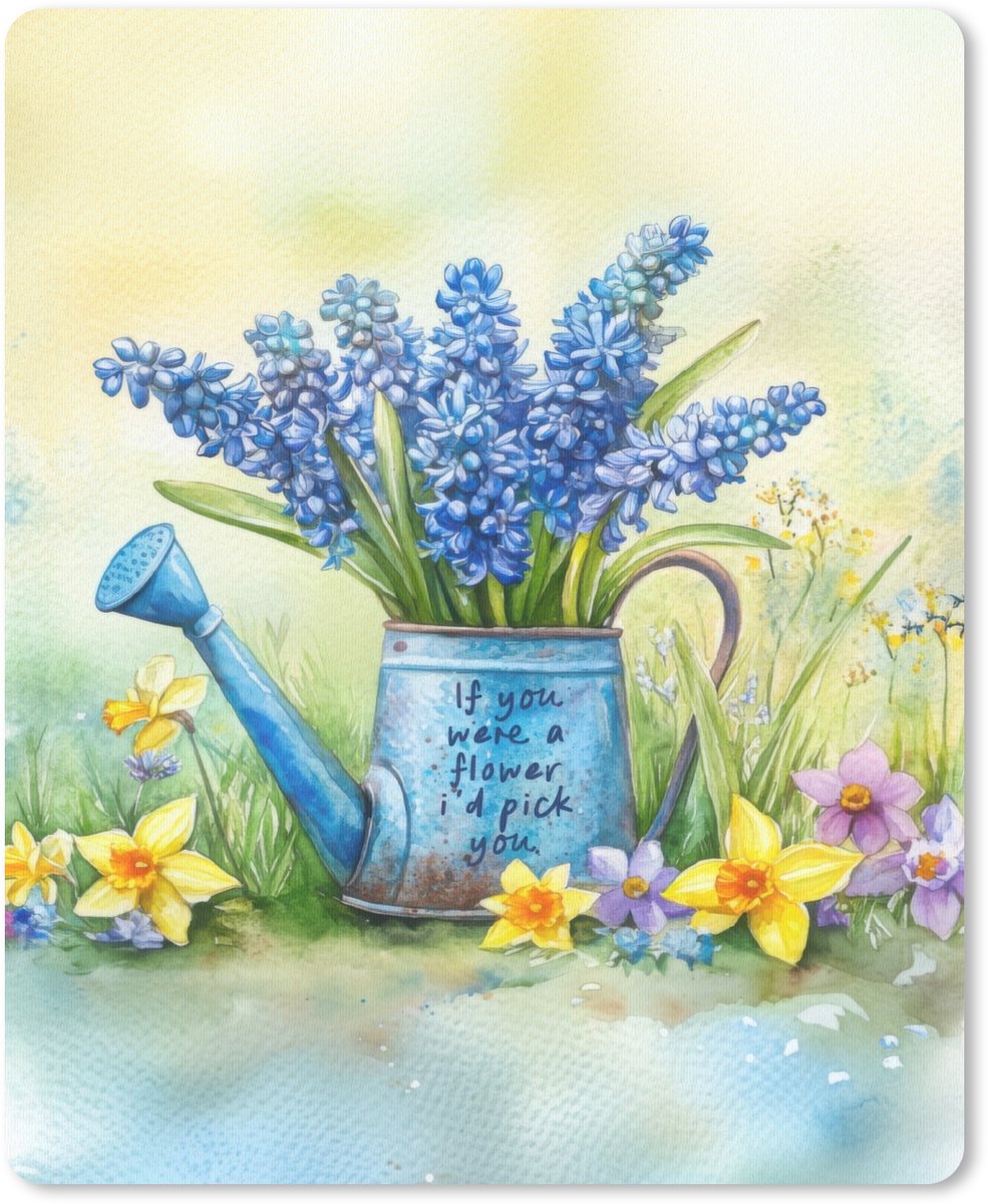 Muismat 19x23 cm - Mousepad Lavendelbloemen - Quote - Gieter - Muismatten