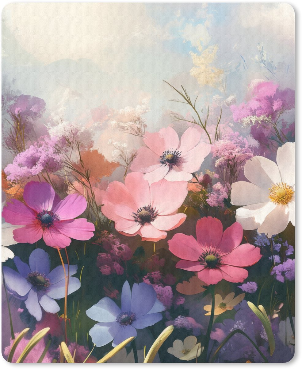 Muismat 19x23 cm - Mousepad Bloemen - Kleurrijk - Bloei - Muismatten