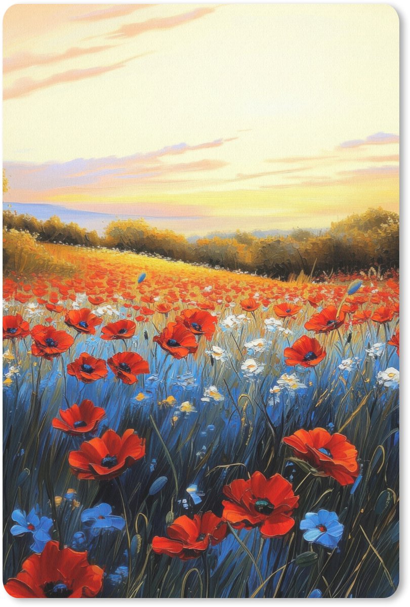 Muismat 18x27 cm - Mousepad Klaproos - Bloemenveld - Kleurrijk - Muismatten