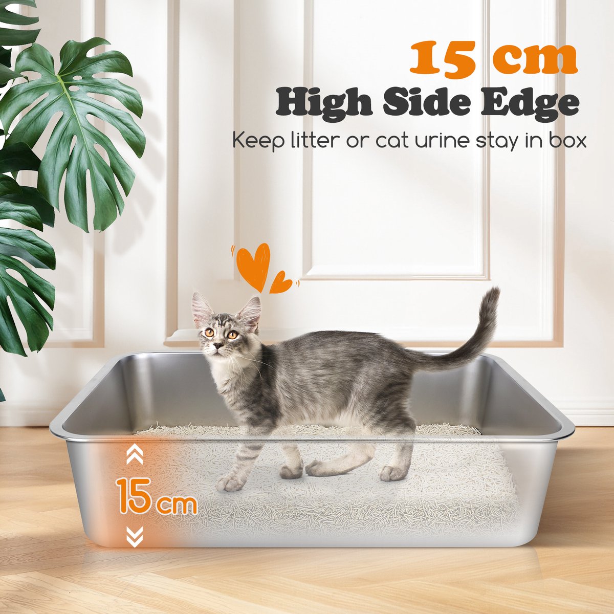 Nobleza RVS Kattenbak XXL - Kattentoilet Roestvrijstaal - Grote Kattenbak van RVS - O… thumbnail 7