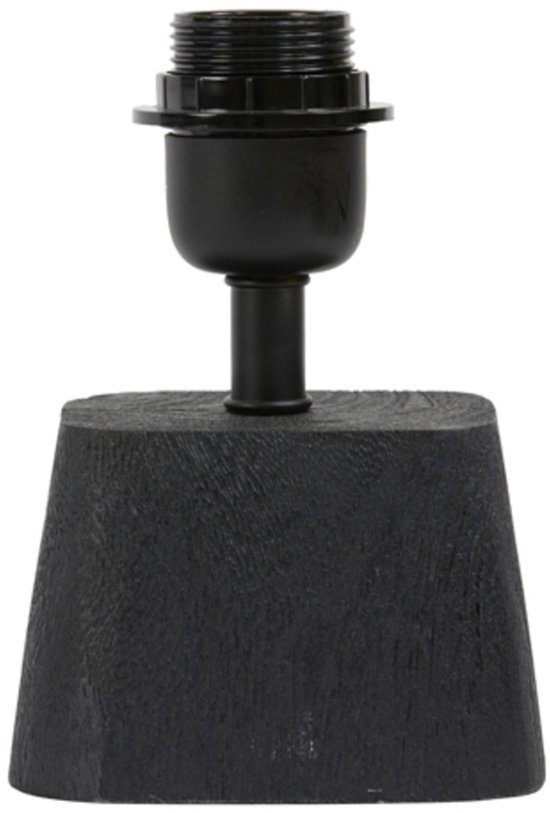 Pied de lampe noir Kardan avec une texture brute et une douille noire.