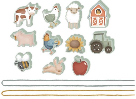 Little Dutch houten rijgkralen Little Farm - Leer rijgen - educatief speelgoed