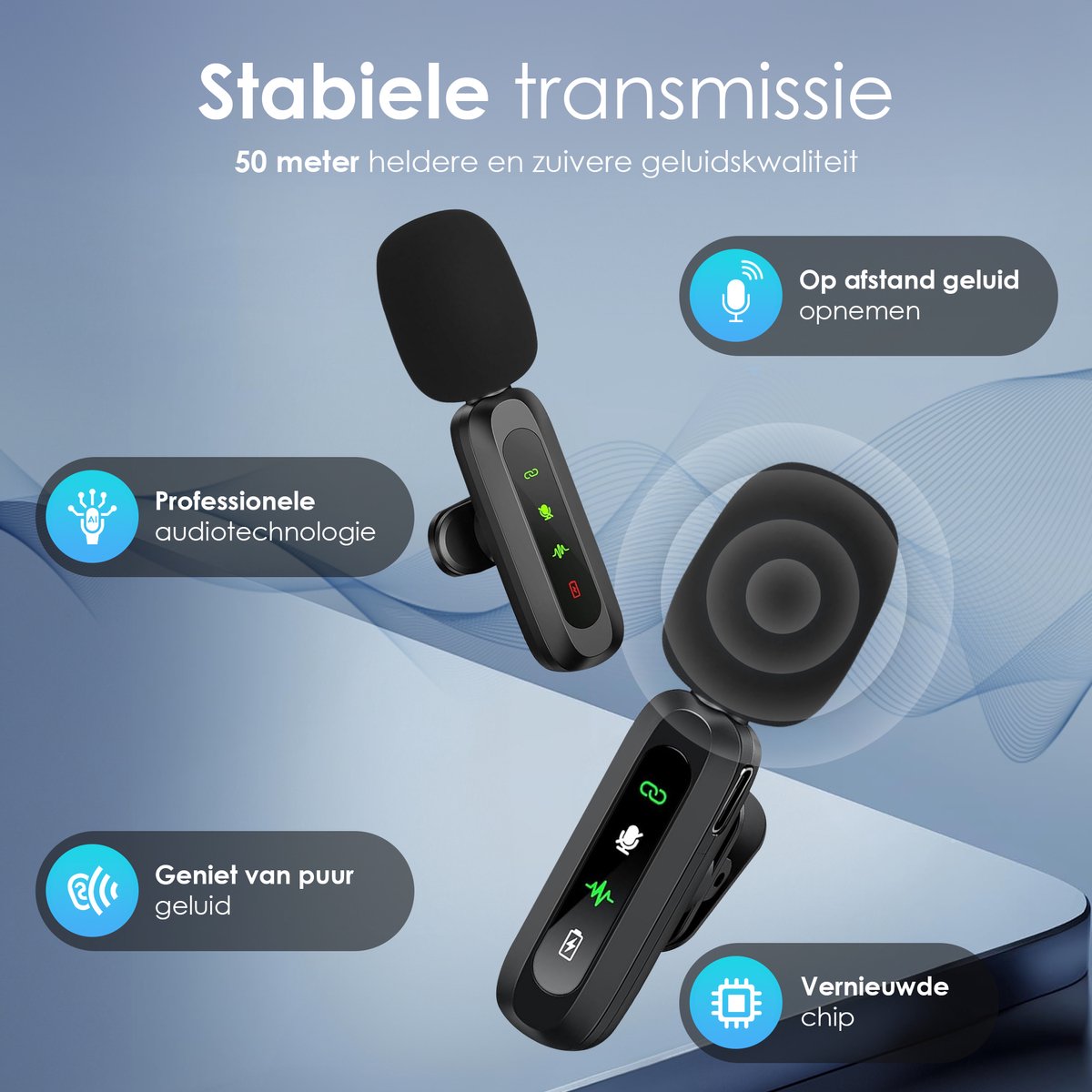 Strolox® Draadloze Microfoon Pro - 2 Stuks - Lavalier - Windshields - Dasspeld - Lange Batterij - USB-C/Lightning - Plug & Play — cadeau in Gadgets - foto 8