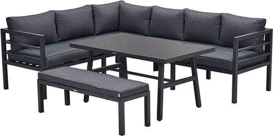 Bleco lounge-diningset - 4-delig - carbon black - reflex black
