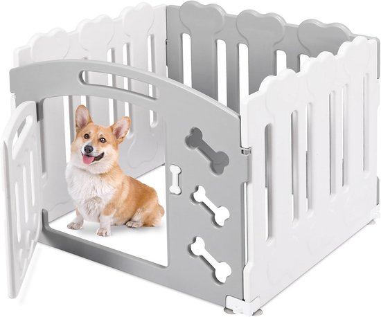 A4Pet Hondenbox voor grote honden, draagbare huisdierbox met waterdichte bodem en afneembare rits, voor binnen en buiten, met kom, donkergrijs en beige