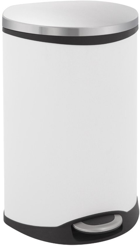 EKO - Shell Bin pedaalemmer 50 liter - Steel Plastic - wit, mat RVS - Prullenbak