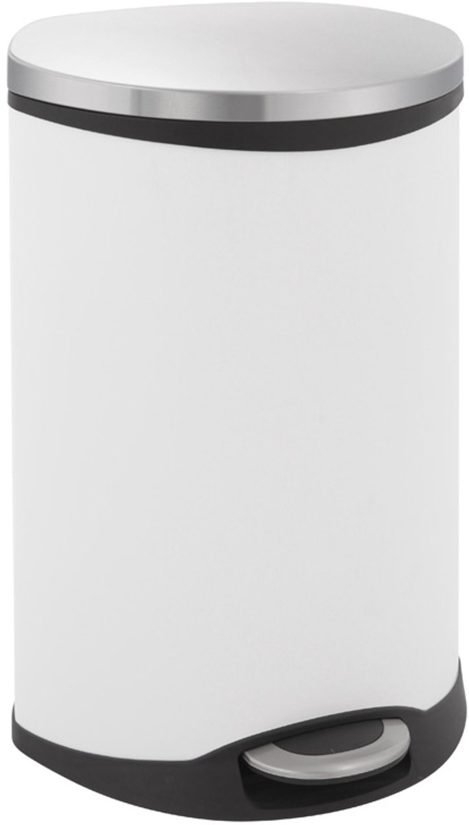 Goedkoopste EKO - Shell Bin pedaalemmer 50 liter - Steel Plastic - wit, mat RVS - Prullenbak