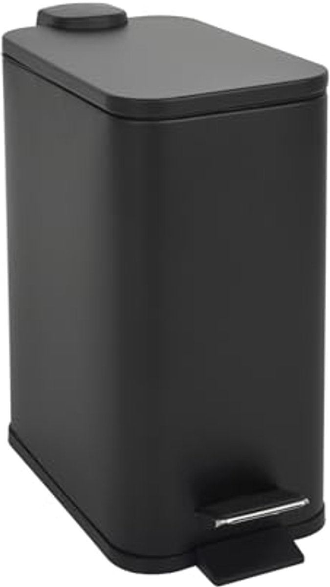 SVITA ST5 vuilnisbak, pedaalemmer, pedaalemmer, 5 l, badkamer, keuken, inclusief binnenemmer, pedaalmechanisme, soft close deksel, rechthoekige draaggreep, zwart