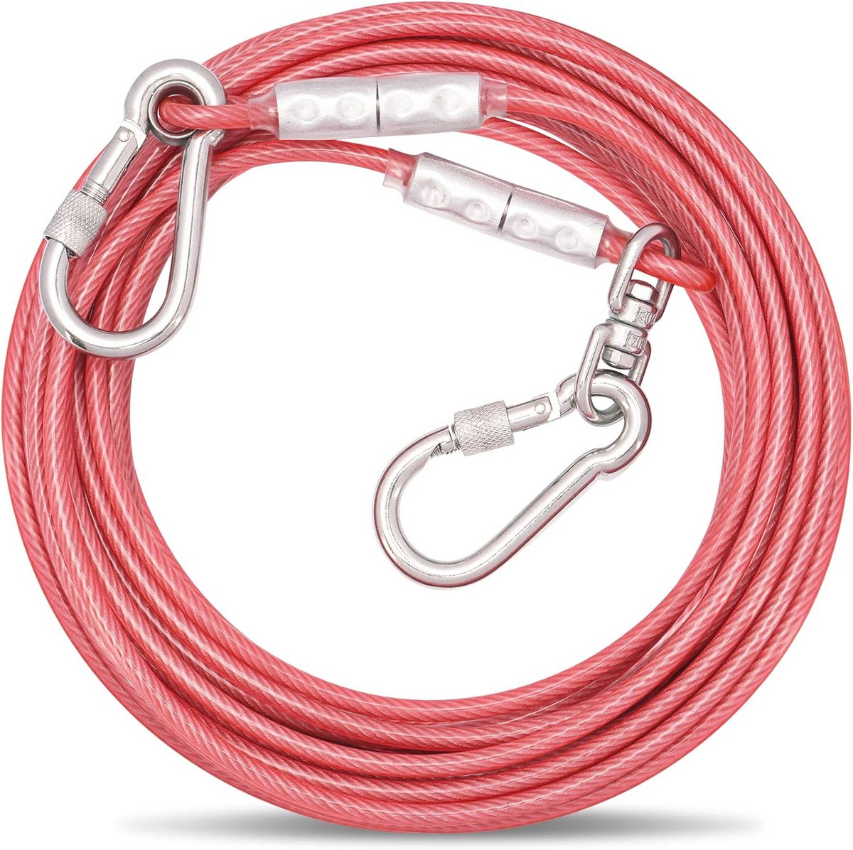 Roze hondenkabellijn met stalen gesp - 3/6/9/15 m hondenriem voor tuin en kamperen