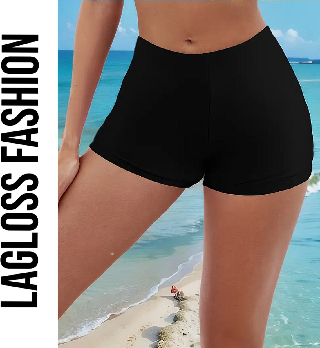 LaGloss® Afslankende Dames Zwembroek Zwart - Hoog Taille Badmode Short — afbeelding 7