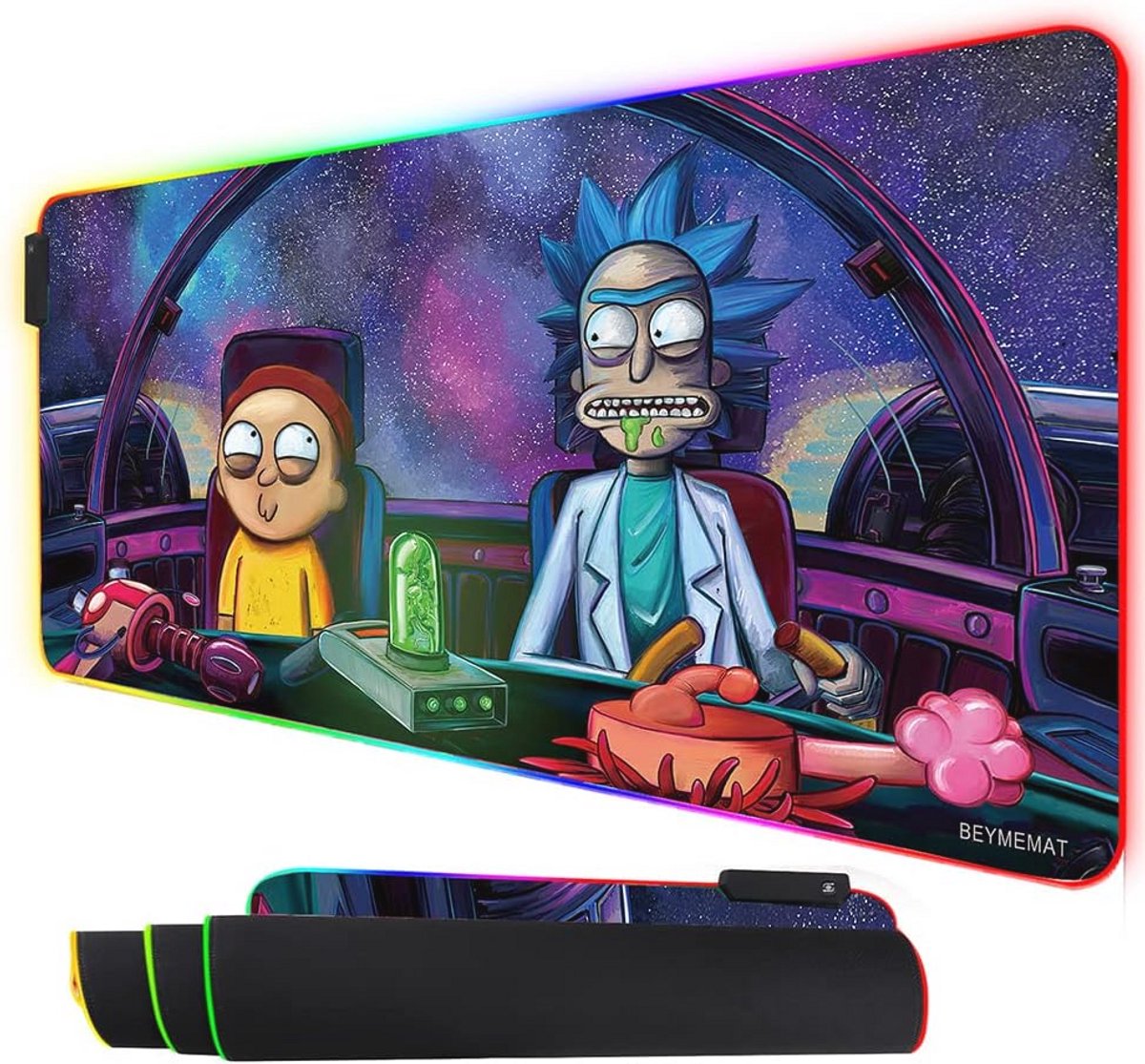RGB Gaming Muismat met LED Verlichting en Rubberen Basis - Ideaal voor PC en Laptop - Grote Tapijt Formaat (80 x 30 cm)