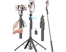 Auto Face Tracking Statief 360 Rotatie met Standaard, Handheld Stabilisatie, Aluminium Quadrapod Selfie Stick Telefoonstatief met Afstandsbediening Compatibel met iPhone, Android voor TikTok, Live Streaming