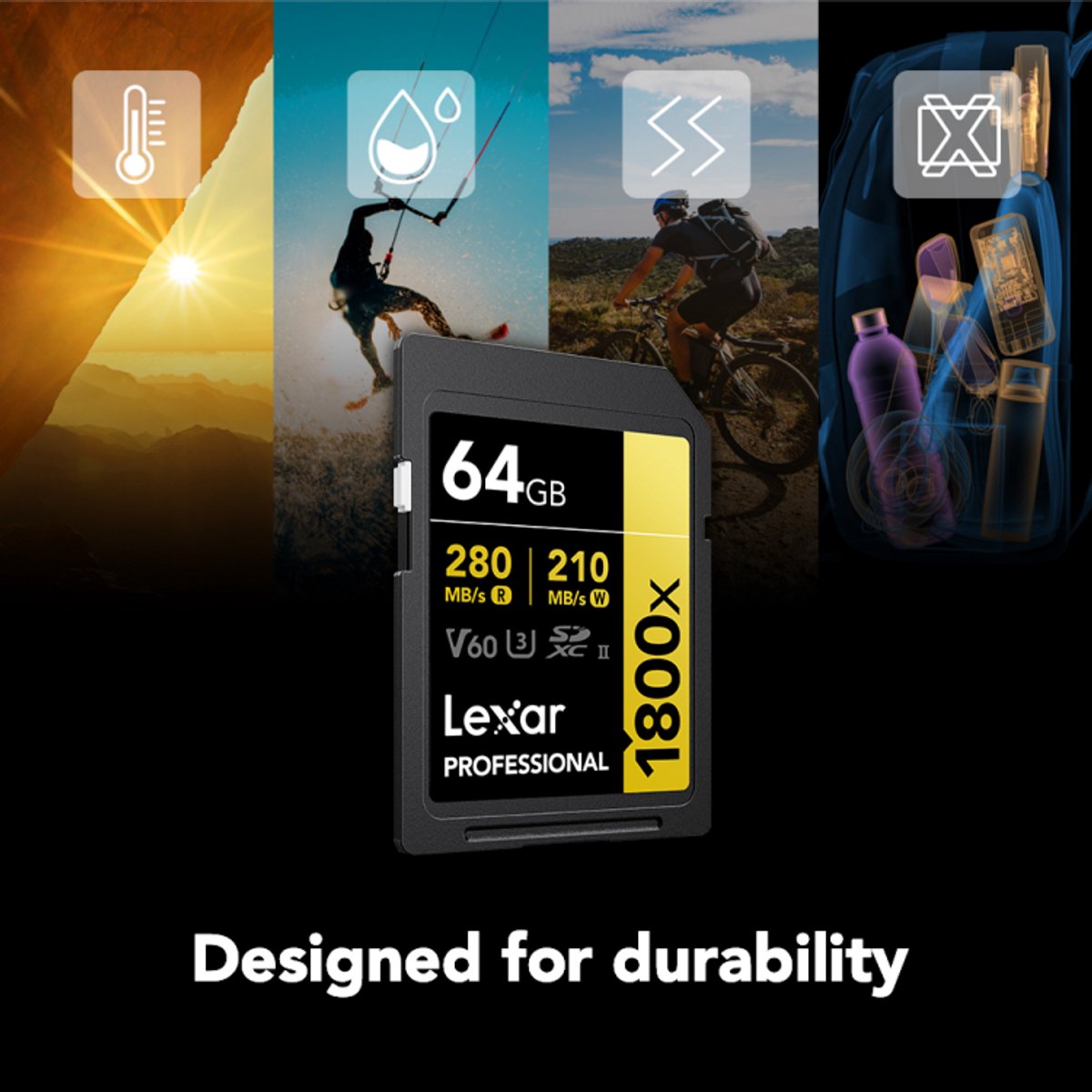 Lexar SD Pro Gold Series UHS-II 1800X 64GB V60 - 2pack