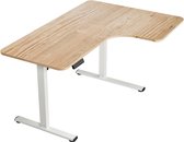 Vestland - Zit‑Sta Bureau Elektrisch | Hoekbureau | L-vormig | 140 x 100 x 60 cm | Eiken Wit | Dubbele Motor