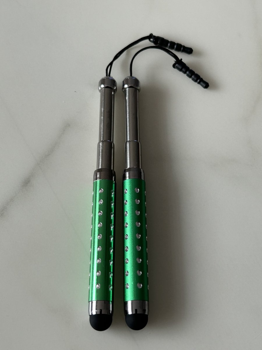 2 Stuks Uitschuifbare Touch Pen / Touchstift / Universeel / Compacte Stylus Pen / Touchscreen Pen / Tablet & Telefoon Touch Stift - Groen