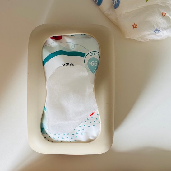 Jikkies Billendoekjes Box - Billendoekjes Houder - Met Zuignap - Siliconen - Beige — afbeelding 3